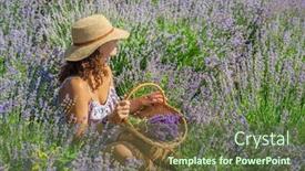  Presentation with woman gathering - Theme having woman-in-a-straw-hat background and a tawny brown colored foreground