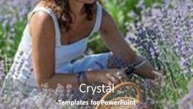  Presentation with woman gathering - Slide set consisting of woman-in-a-straw-hat background and a tawny brown colored foreground