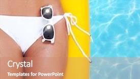  Presentation with water woman swimming underwater - PPT theme having woman in a swimming pool background and a coral colored foreground