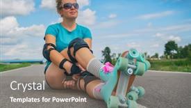  Presentation with vintage retro - Colorful slides enhanced with woman-in-a-vintage-roller backdrop and a violet colored foreground