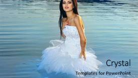  Presentation with beautiful fresh leaves water drops - Amazing presentation design having woman in a wedding-dress backdrop and a light blue colored foreground