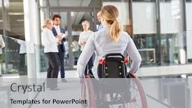  Presentation with wheelchair accessible images at school - PPT theme featuring woman-in-a-wheelchair background and a light gray colored foreground