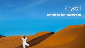  Presentation with tourism - Presentation design consisting of woman-in-a-white-suit background and a teal colored foreground