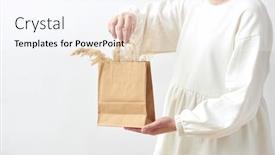  Presentation with eco paper - Audience pleasing presentation consisting of woman-in-a-white-textile backdrop and a cool aqua colored foreground