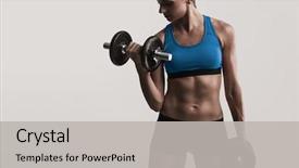  Presentation with workout - PPT theme with woman in a workout gear background and a light gray colored foreground