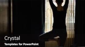  Presentation with mentally - Cool new PPT theme with woman-in-a-yoga-pose backdrop and a black colored foreground