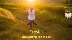  Presentation with mindfulness - Beautiful presentation design featuring woman-in-a-yoga-pose backdrop and a tawny brown colored foreground