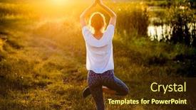  Presentation with mindfulness - PPT theme with woman-in-a-yoga-pose background and a tawny brown colored foreground