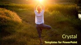  Presentation with mindfulness - Colorful presentation theme enhanced with woman-in-a-yoga-pose backdrop and a wine colored foreground
