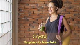  Presentation with ready - Theme featuring lock green - woman in a yoga studio background and a tawny brown colored foreground