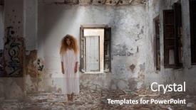  Presentation with ghost - Audience pleasing theme consisting of woman in abandoned house note backdrop and a gray colored foreground