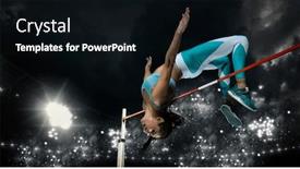  Presentation with high jump - Slide deck with woman-in-action-of-high background and a black colored foreground