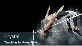  Presentation with high jump - Audience pleasing presentation consisting of woman-in-action-of-high backdrop and a ocean colored foreground