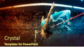  Presentation with high jump - Beautiful slides featuring woman-in-action-of-high backdrop and a tawny brown colored foreground