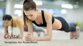  Presentation with role play woman and man - Presentation theme featuring woman in activewear doing plank background and a soft green colored foreground