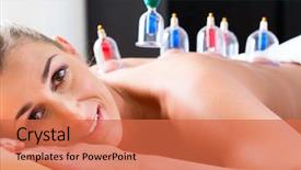  Presentation with medical therapy - Amazing presentation theme having woman in alternative medical cupping backdrop and a coral colored foreground