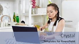  Presentation with remote work - Presentation theme with woman-in-an-apron background and a teal colored foreground