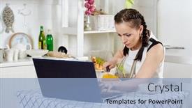  Presentation with social work - Presentation featuring woman-in-an-apron background and a light blue colored foreground