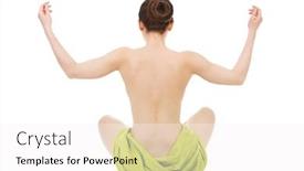  Presentation with artistic - Presentation design featuring woman in an artistic yoga pose background and a white colored foreground