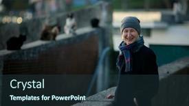  Presentation with autumn - Slide deck featuring woman-in-an-autumn-coat background and a ocean colored foreground