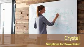  Presentation with whiteboard - Presentation featuring woman in an office writing background and a tawny brown colored foreground