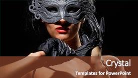  Presentation with close up shot - Slides with woman in ancient style mask background and a tawny brown colored foreground