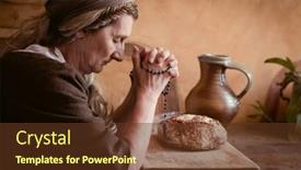  Presentation with renaissance - Presentation theme consisting of woman-in-authentic-peasant-renaissance background and a tawny brown colored foreground