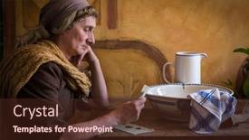  Presentation with renaissance - PPT theme having woman-in-authentic-peasant-renaissance background and a tawny brown colored foreground