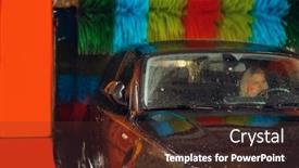  Presentation with car wash - Beautiful presentation theme featuring woman-in-auto-on-automatic backdrop and a tawny brown colored foreground
