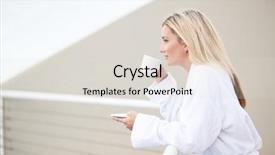  Presentation with coffee - Amazing PPT layouts having woman in bathrobe drinking coffee backdrop and a  colored foreground