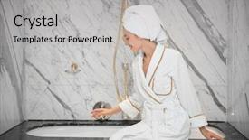  Presentation with bathroom - Slides having woman in bathroom after shower background and a light gray colored foreground