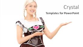  Presentation with costume - Amazing presentation having woman-in-bavarian-costume-gesturing backdrop and a white colored foreground