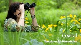  Presentation with wildlife - Presentation theme with woman in beautiful park watching background and a tawny brown colored foreground