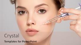  Presentation with cosmetology clinic - Slide set with woman-in-beauty-salon-plastic background and a coral colored foreground