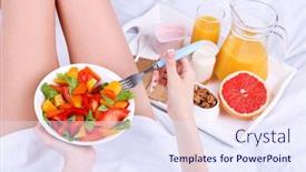  Presentation with breakfast - Slide set enhanced with woman-in-bed-with-light background and a sky blue colored foreground