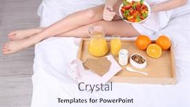  Presentation with breakfast - Presentation theme featuring woman-in-bed-with-light background and a sky blue colored foreground