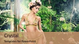  Presentation with tropical - Amazing slides having woman in bikini among tropical backdrop and a  colored foreground
