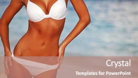  Presentation with sea - Presentation design with woman in bikini on sea background and a coral colored foreground