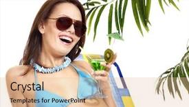  Presentation with palm tree - Slide deck enhanced with woman in bikini under palm tree background and a lemonade colored foreground