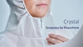  Presentation with hazard - Slide deck having woman-in-bio-hazard-suit background and a lemonade colored foreground