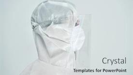  Presentation with hazard - Beautiful presentation design featuring woman-in-bio-hazard-suit backdrop and a light gray colored foreground