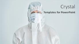  Presentation with hazard - Cool new slide deck with woman-in-bio-hazard-suit backdrop and a sky blue colored foreground
