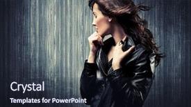  Presentation with melancholy - Theme enhanced with woman in black leather jacket background and a wine colored foreground