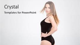  Presentation with black woman - Beautiful presentation theme featuring woman in black leotard turn backdrop and a  colored foreground