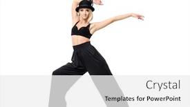  Presentation with dance - PPT theme enhanced with woman in black suit dance on the white background background and a white colored foreground