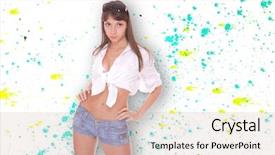  Presentation with graffiti - PPT layouts having woman in blue jeans short background and a  colored foreground