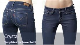  Presentation with white brick - Presentation with woman in blue jeans background and a tawny brown colored foreground