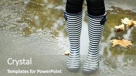  Presentation with rainy day - Colorful theme enhanced with woman in boots on rainy backdrop and a  colored foreground