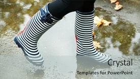  Presentation with rainy day - Presentation theme enhanced with woman in boots on rainy background and a  colored foreground
