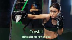  Presentation with bandages - PPT theme with woman-in-boxing-bandages-hits background and a tawny brown colored foreground